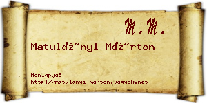 Matulányi Márton névjegykártya